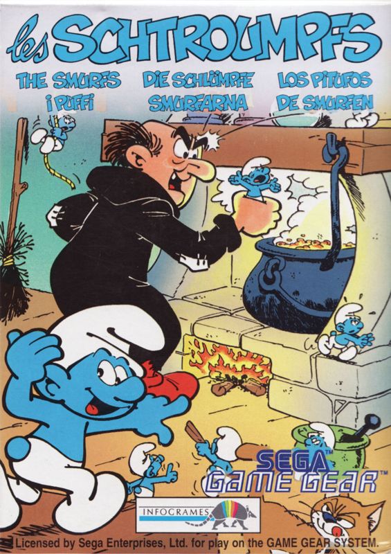 The Smurfs box art for Sega Master System